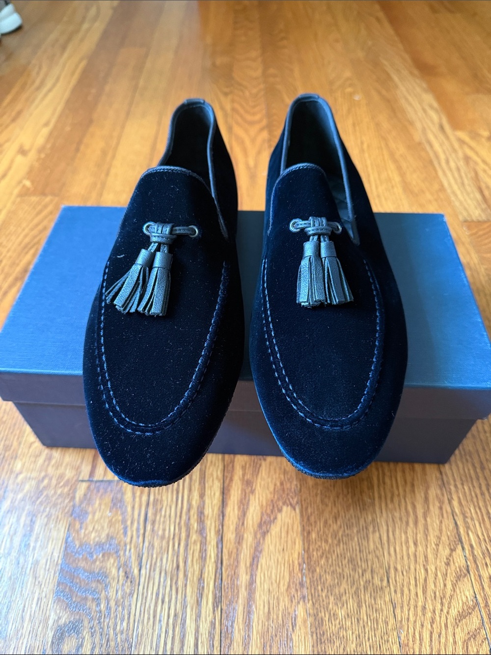 Paul Stuart Black Velvet Tassel Loafers